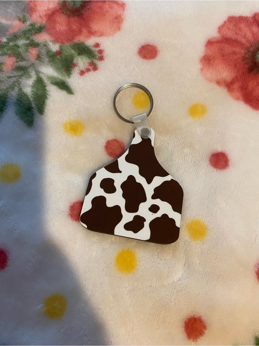 Cow Print Brown & White Keychain Tag -
